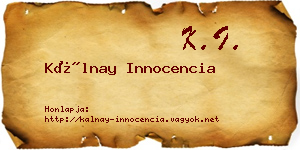 Kálnay Innocencia névjegykártya